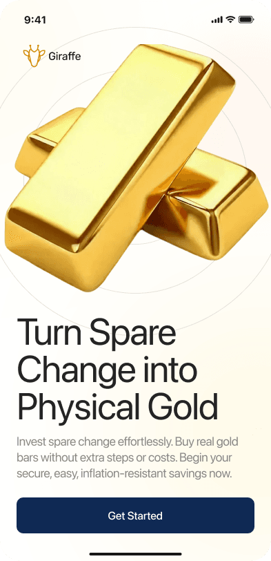 Giraffe Gold welcome screen